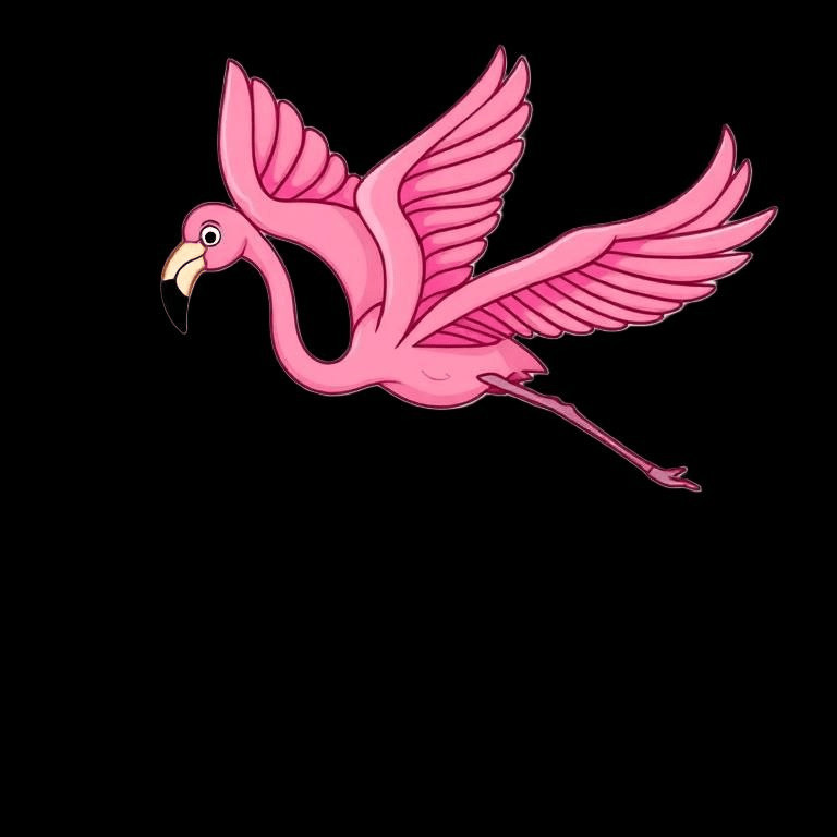 Pink flamingo in flight